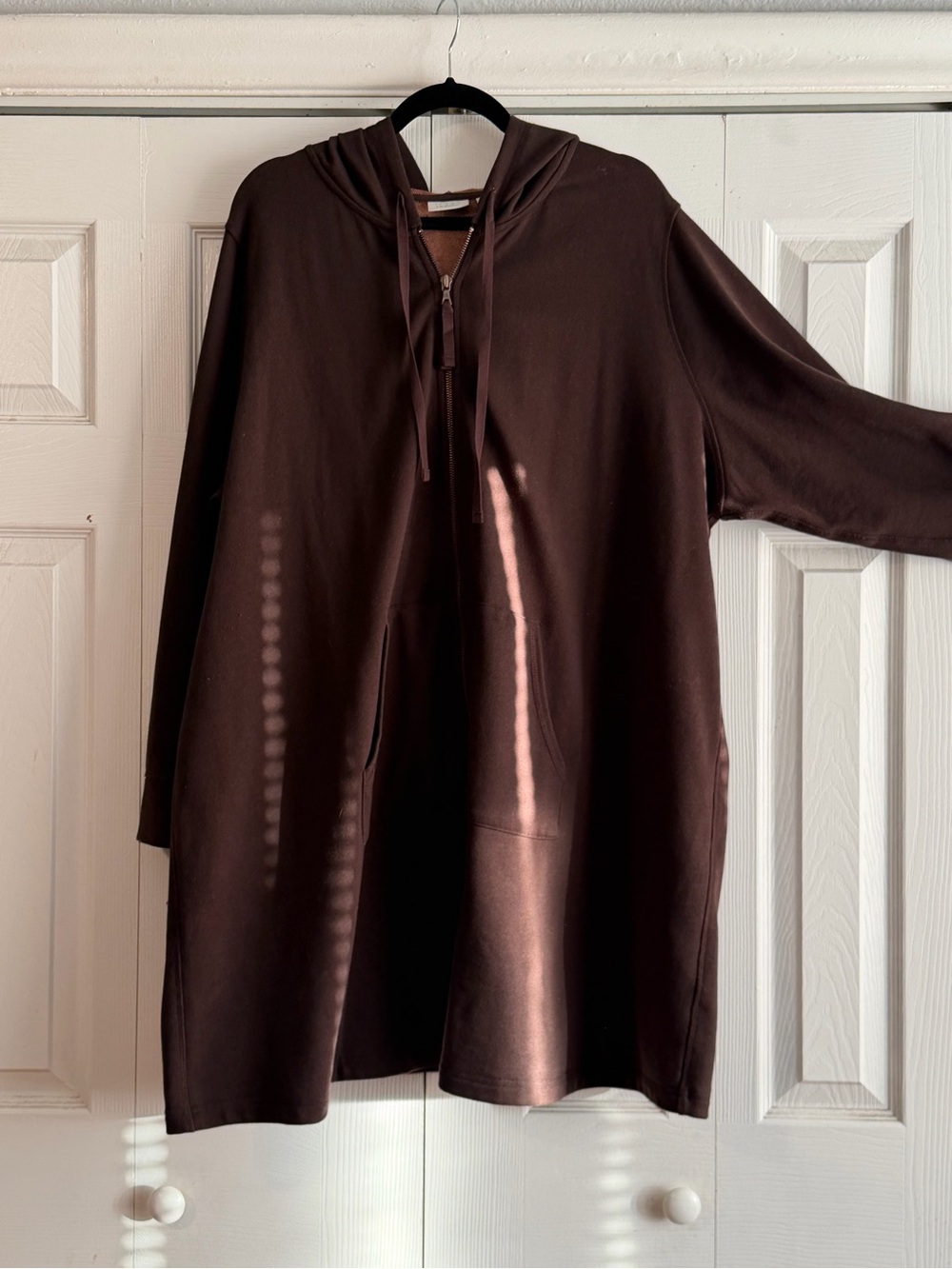 LOGO by Lori Goldstein Chocolate Brown Hooded Teddy Jacket